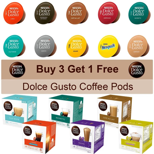 NESCAFE DOLCE GUSTO Coffee Pods Box of 16 Capsules, Add 4 Boxes Only