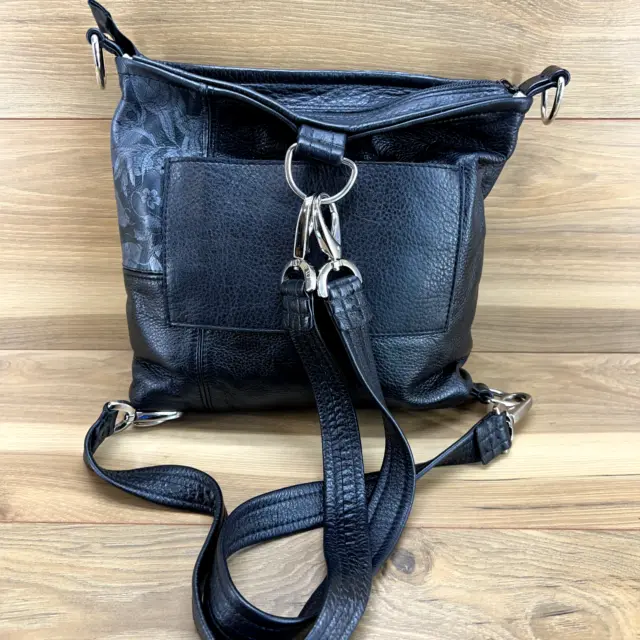 Bamzi Bags Black Genuine Leather Handmade Convertible Zip Tote Backpack Bag