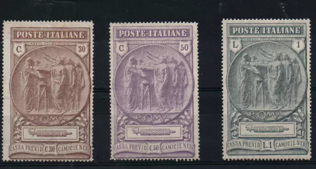 Regno 1923 - Pro Cassa Previdenza Camicie Nere, Serie completa 3 valori s.27