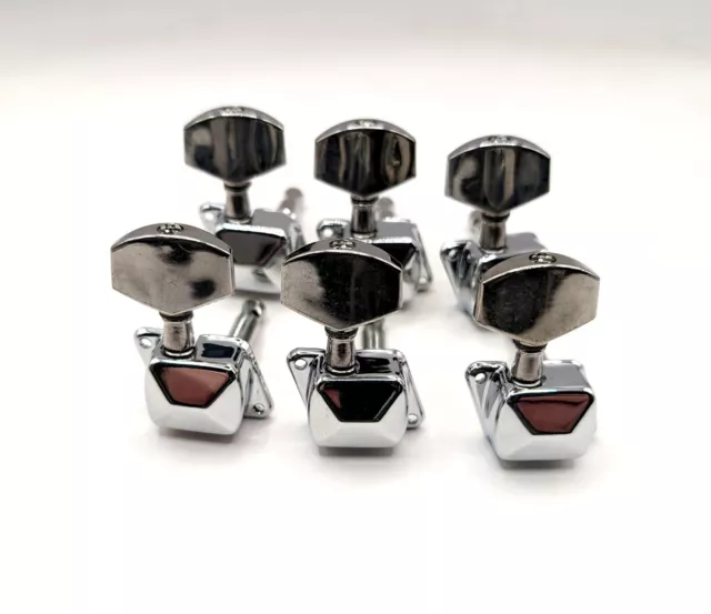 6 Inline Chrome Semiclosed electric Guitar Tuners Tuning Pegs Keys Machine Heads