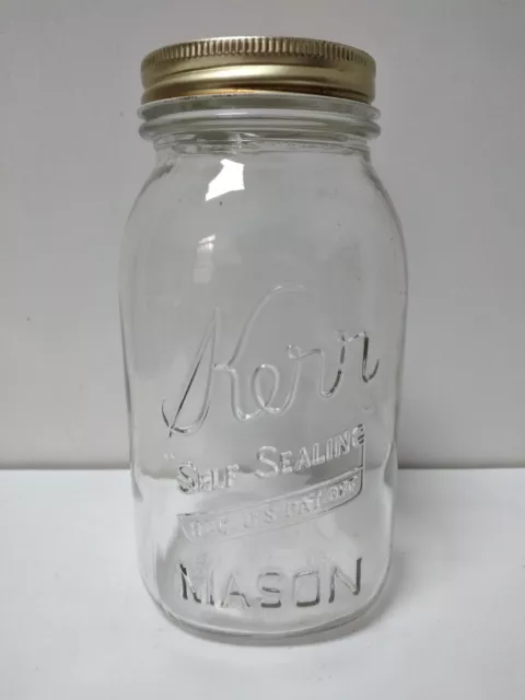 Vintage Kerr Self Sealing Mason Jar Quart Small Mouth Antique Rare US Patent Off 3