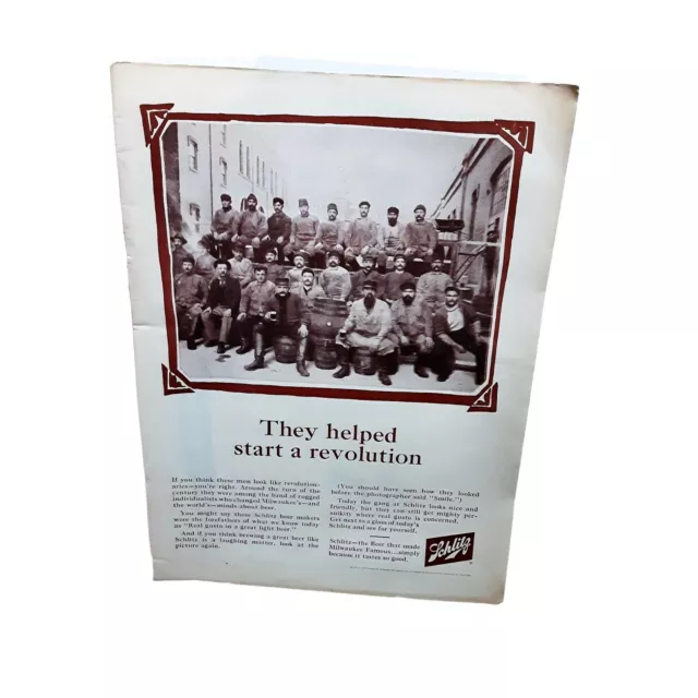 1965 Schlitz Beer Start A Revolution Vintage Print Ad Original