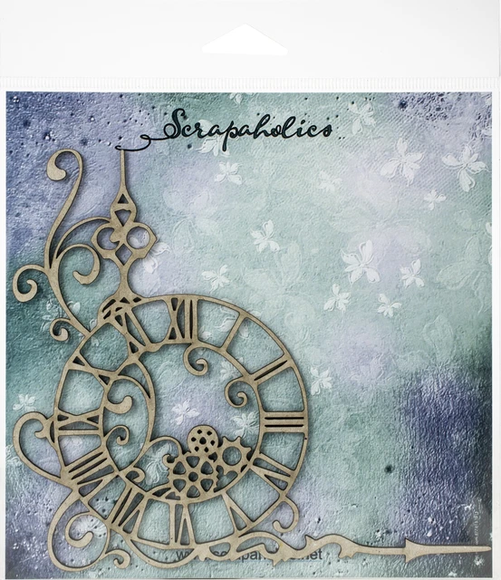 Paquete de 3 aglomerado de corte láser Scrapaholics esquina de reloj steampunk de 1,8 mm de espesor, 6"X5.