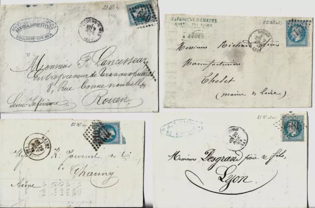 1869-1871 Lot de lettres anciennes formant enveloppes timbres, cachets postaux