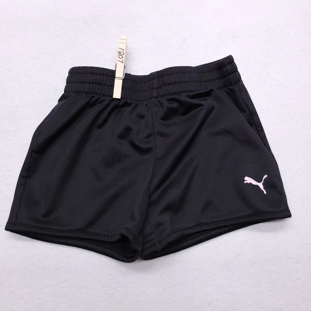 Puma Pull On Athletic Running Shorts Youth Boys Size 6 Black White
