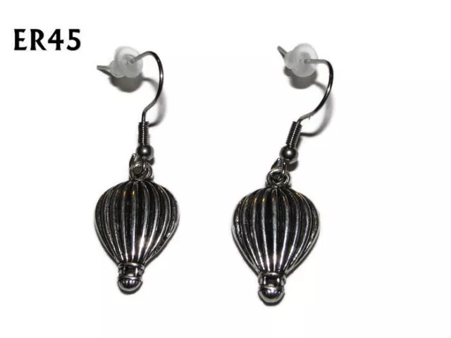 Pendientes steampunk vuelo globo aerostático acero inoxidable hipoalergénico #ER45