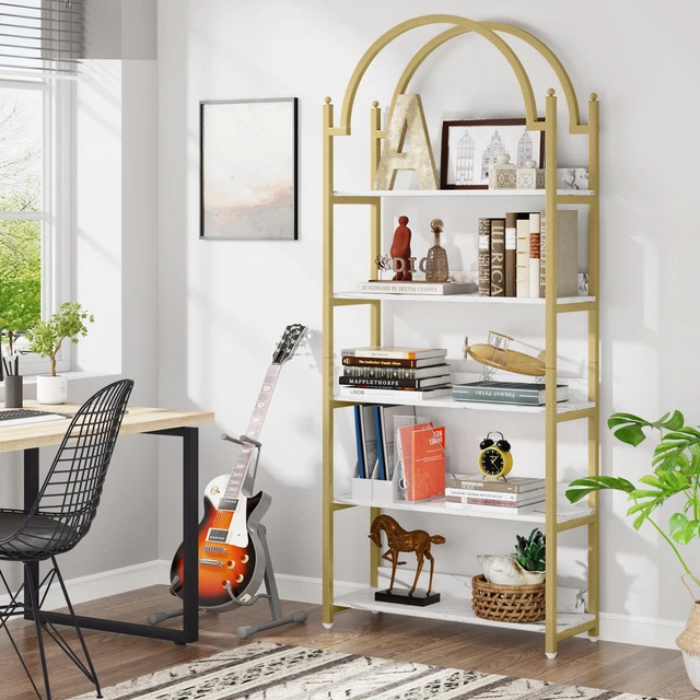 Tribesigns Gold-Etagere-Bücherregal mit 5 Regalen