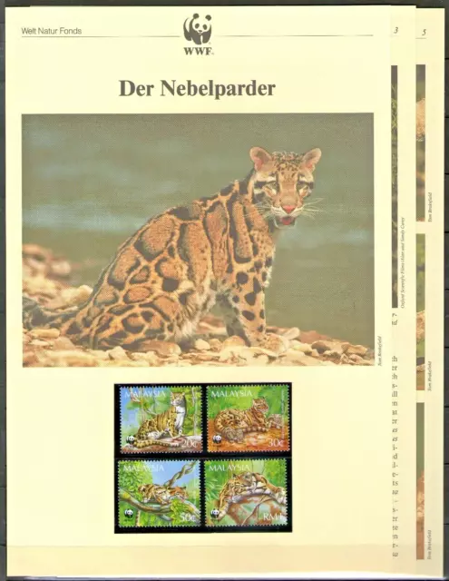 WWF 1995 Malaysia Der Nebelparder Mi. Nr. 557-60 **/MNH mit Beschreibung