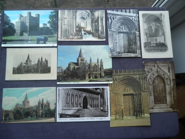 10 Postkarten von Rochester, Kathedrale, Chor, Leinwand, Tür zum Schloss