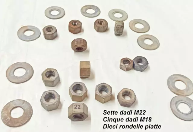 Vintage KIT 24 pz DADI BULLONI VITE ESAGONALI M22 M18 CON RONDELLE