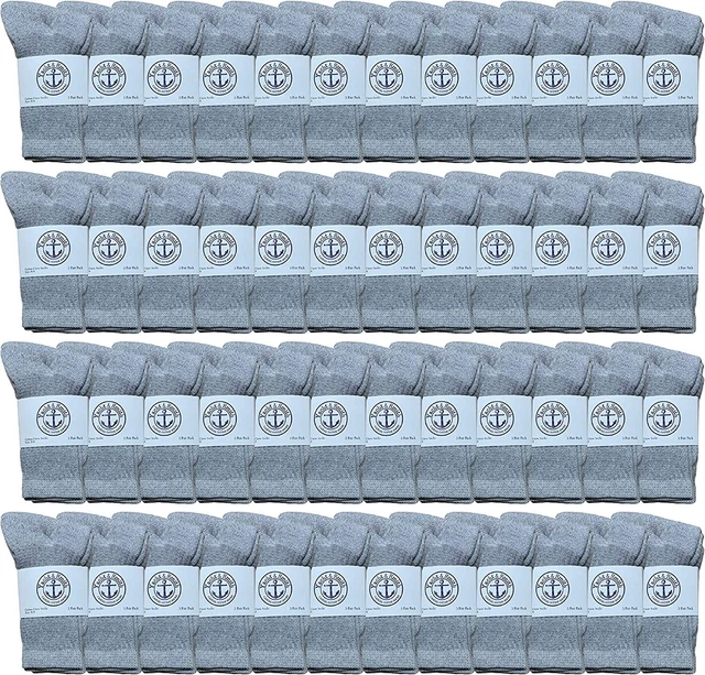 48 PK Yacht & Smith Kids Premium Cotton Crew Socks Gray Size 6-8 -Boys Crew Sock