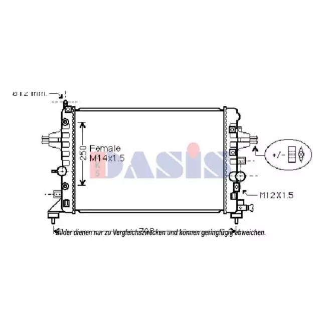 AKS DASIS Radiatore Acqua Motore Alette Saldato per Opel Zafira B A05 1.8