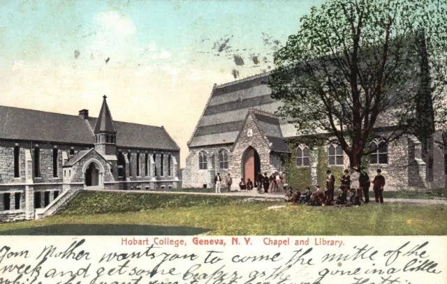 Vintage Postcard 1907 Hobart College Chapel & Library Building Geneva New York