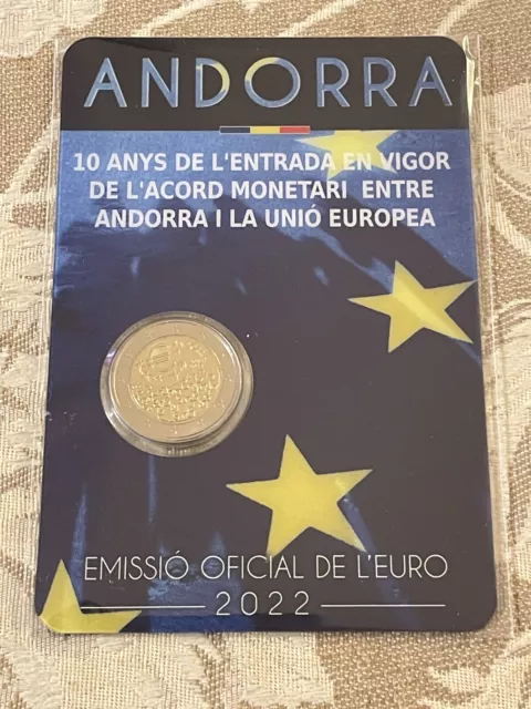 2022 ANDORRA 2 EURO  COINCARD 10 anniversario  accordo monetario UE