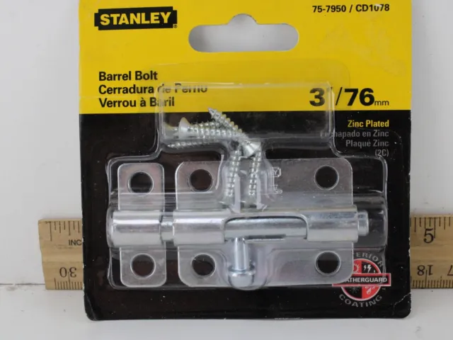 Stanley 75-7950 CD1078 Barrel Bolt 3" 76mm  Zinc Plated Door Latch Brand New