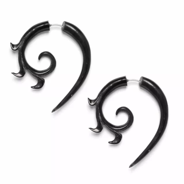 Fake Ear Stretcher Earrings Horn Spiral Spike Tribal Cheater - 81stgeneration