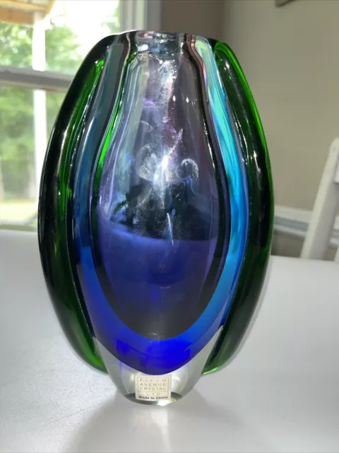 Hand Blown Art Glass VASE Summerso Style Fifth Avenue label