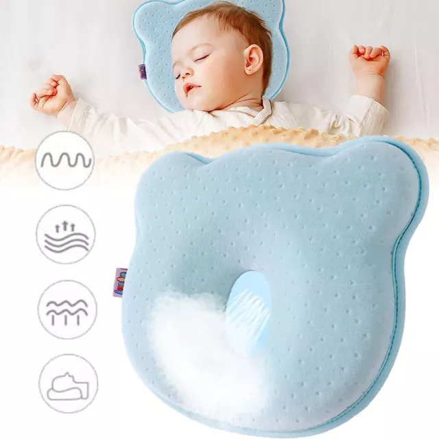 Newborn Baby Infant Memory Foam Pillow Cute Soft Prevent Flat Head Support NEW