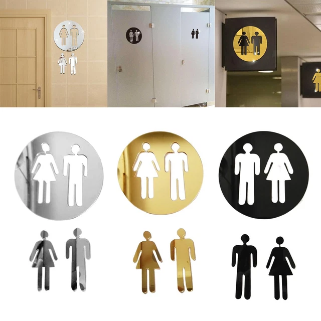 MALE AND FEMALE Restroom Signs Pictogram Toilet Door Plates Sign ...