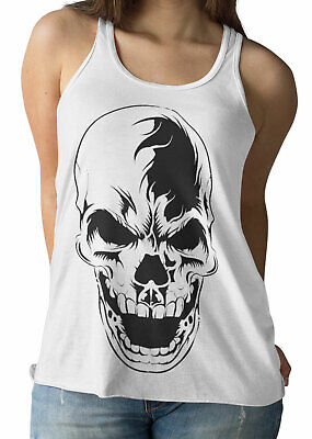 Biker Skull Metal Rock Ladies Tank Top | Screen Printed - Womens Vest