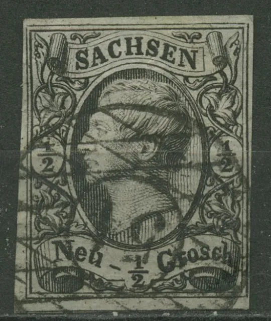 Sachsen 1855/56 König Johann I., 1/2 Ngr., 8 I mit Nr.-Stempel 54 MITTWEIDA