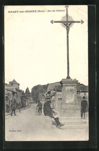 CPA Mairy-sur-Marne, Rue du Château, vue partielle avec Kreuz