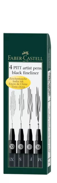 Faber-Castell Pitt Artist Pens 4er Set Tuschestifte wasserfest schwarz wählbar