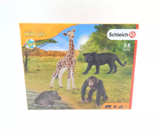 Schleich Wild Life 72162 Starter Set  Nilpferd Gorilla Giraffe Panther - NEU/OVP