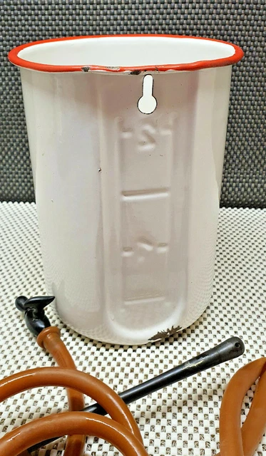 Antik Pressol Klistier 2L Emaille Weiß Farblicher Rot Titacoq Deko Vintage 7
