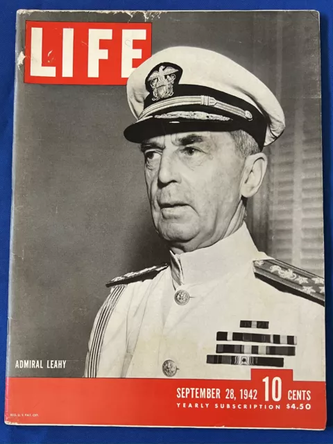 1942 Life Magazine - World War Ii Navy Admiral Leahy + New York Yankees Pennant