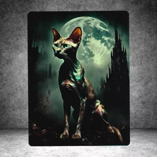 Sphynx cat Dark Gothic Strange Unusual Metal Art Plaque sign Print 20cm x 15cm