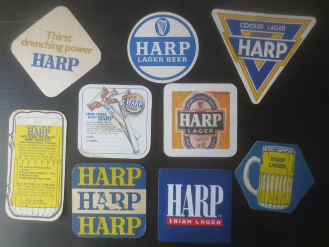 9 different HARP LAGER Overseas Brewery collectable BEER Coasters HA4