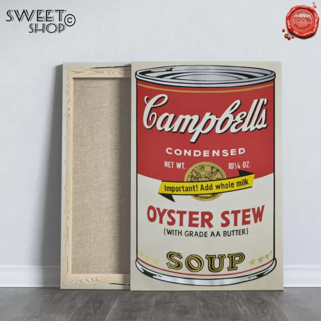 QUADRO Andy Warhol OYSTER STEW CAMPBELLS Stampa su tela Canvas POP ART QUALITA'