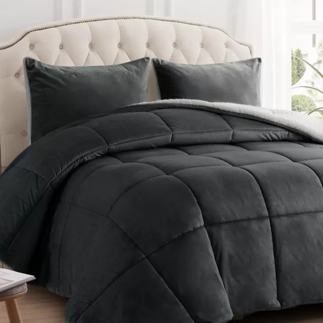 MERITLIFE Micromink Sherpa Comforter 3 Piece Bed Set-King Size Comforter Set War