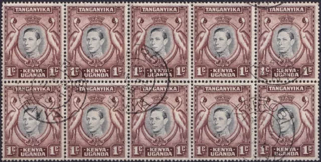 Kenya Uganda Tanganyika KGVI Block of ten x 1 cent FU (perf 13¼ x 13¾) SG131