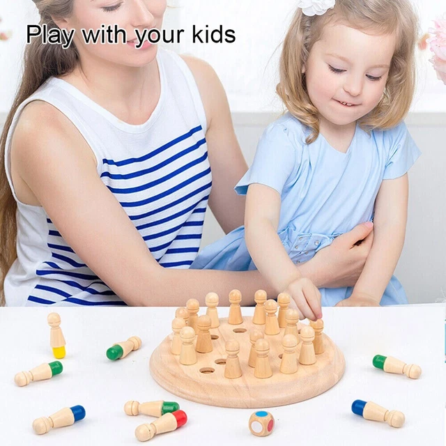 WOODEN MEMORY CHESS Matching Game for Kids - Ages 3+ £5.79 - PicClick UK