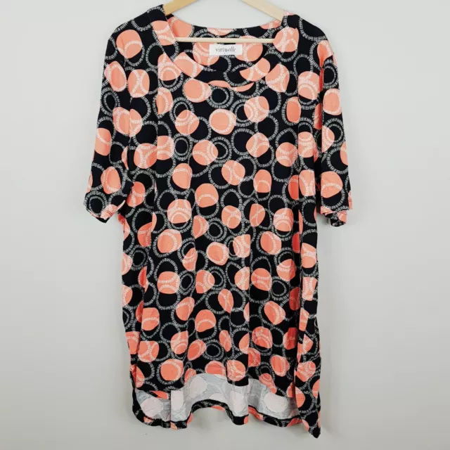 [ VIRTUELLE ] Womens Orange Patterned Short Sleeve Tunic Top | Size XL or AU 22