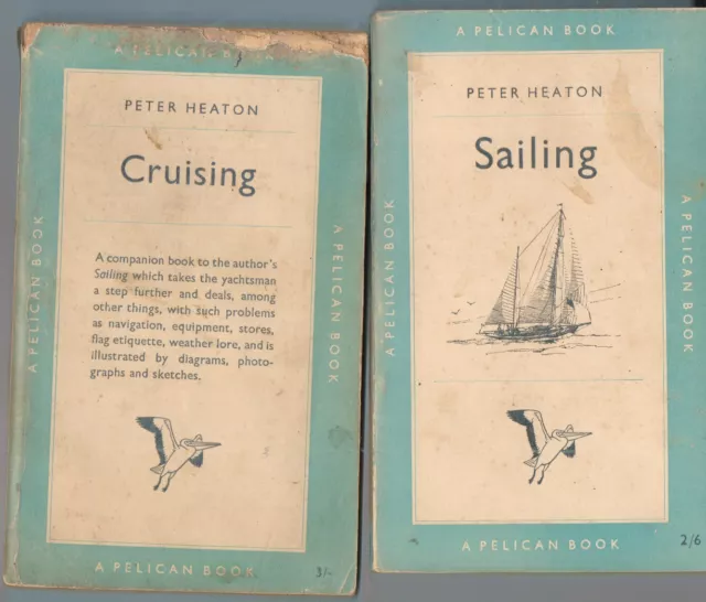 1950s 2 Vintage Pelican Paperback Books  Sailing AND Cruising With Fold Out Map