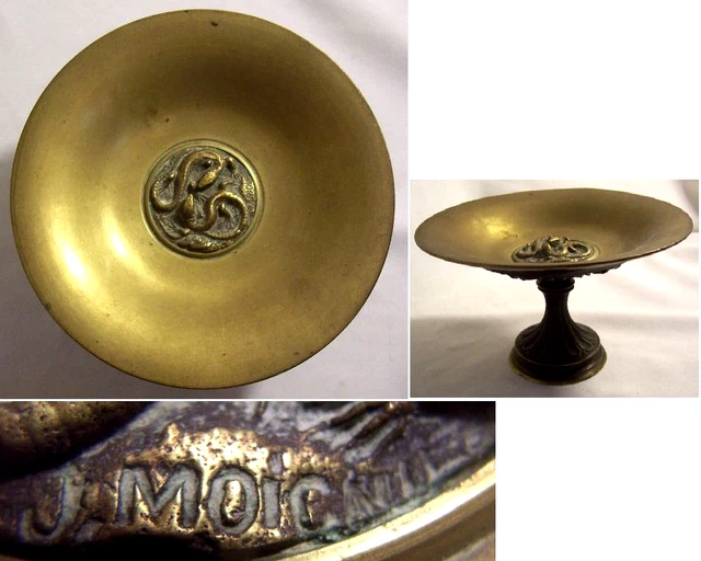Coupe Ornementale En Bronze Signée F. Barbedienne - Décor Feuillage Art Nouveau - Pièce Originale Française