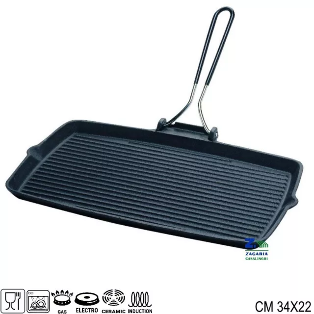 GUSTO CASA - Bistecchiera Rettangolare In Ghisa Con Manici Linea Ghise 39x22 Cm 635716