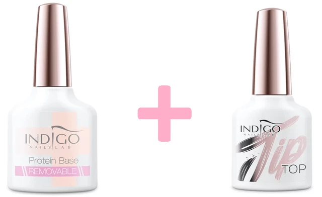 Indigo Nails Lab SET: Protein Base 7ml und Tip Top Coat 7ml Nagellack