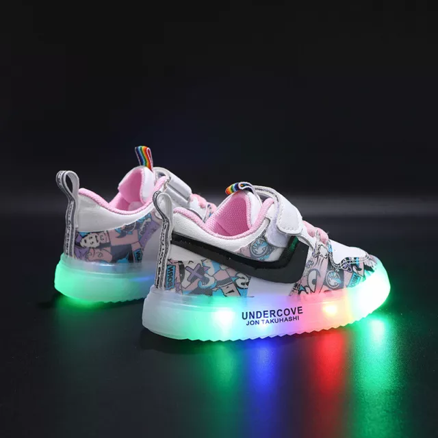Baby Boys Girls Kids Shoes Toddler Light Up Luminous Trainers LED Flash Sneakers 3