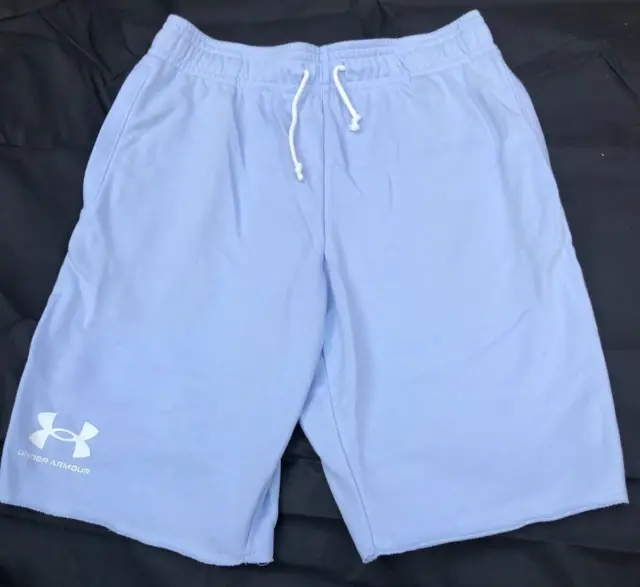 Under Armour 1361631 Mens Light Blue Rival Terry Performance Shorts. Large
