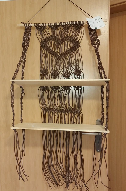 Wandregal Boho 3-lagig Hängeregal - Verstellbar Mit Kordelzug