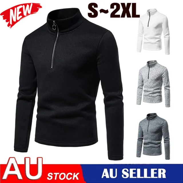 Mens High Neck Jumper Blouse Winter Warm Pullover Long Sleeve Casual Sweater Top