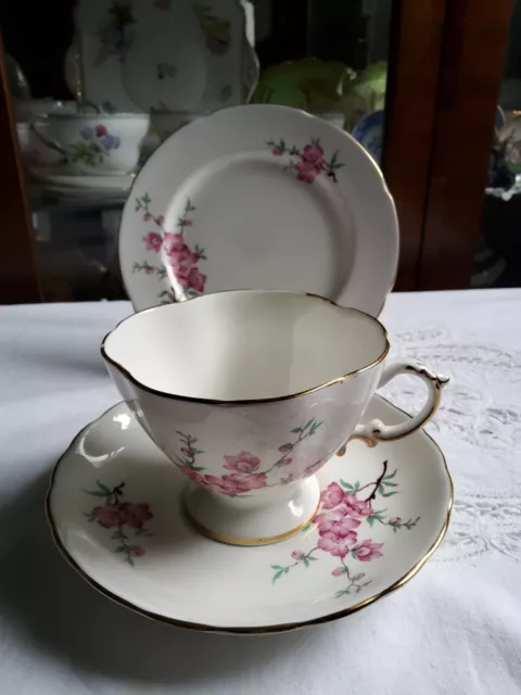 Vintage "Oatley" Pink Floral Tea Trio England