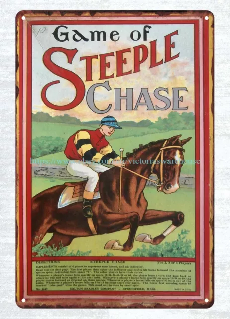 early 1900’s Steeple Chase metal tin sign home garden wall hanging