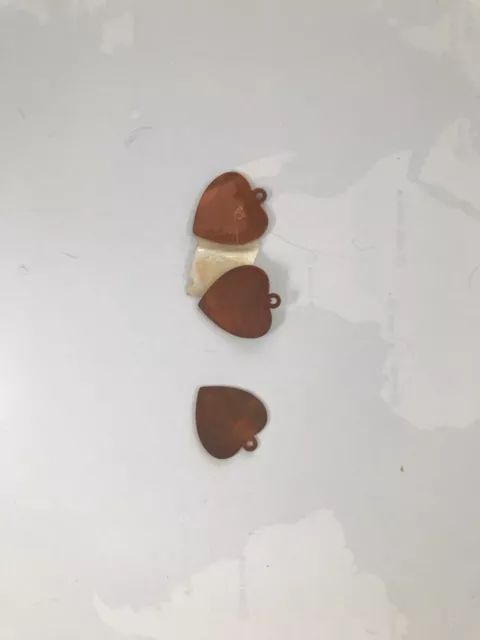 3 moldes de cobre para corazones de trabajo de esmalte de unos 2 cm