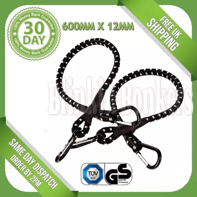 Two 24" Bungee Cord Heavy Duty Carabiner Strong Hook Strap Rope Car Roof Luggage