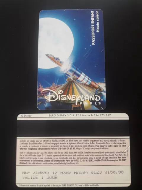 pass Euro Disney Disneyland Space Mountain de 1995 verso à droite s049533 TTB